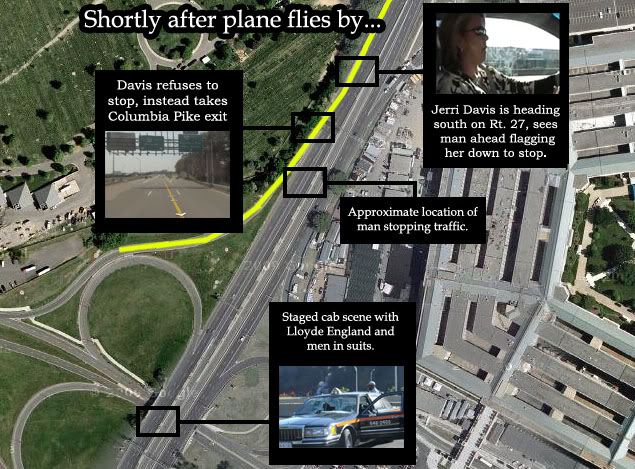 Jerri Davis exits Rt. 27 before reaching Lloyde England, his cab, and men in suits