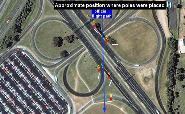 Approximate locations where light poles were placed