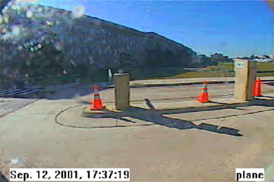 Five doctored frames allegedly showing something hitting the Pentagon on 9/11